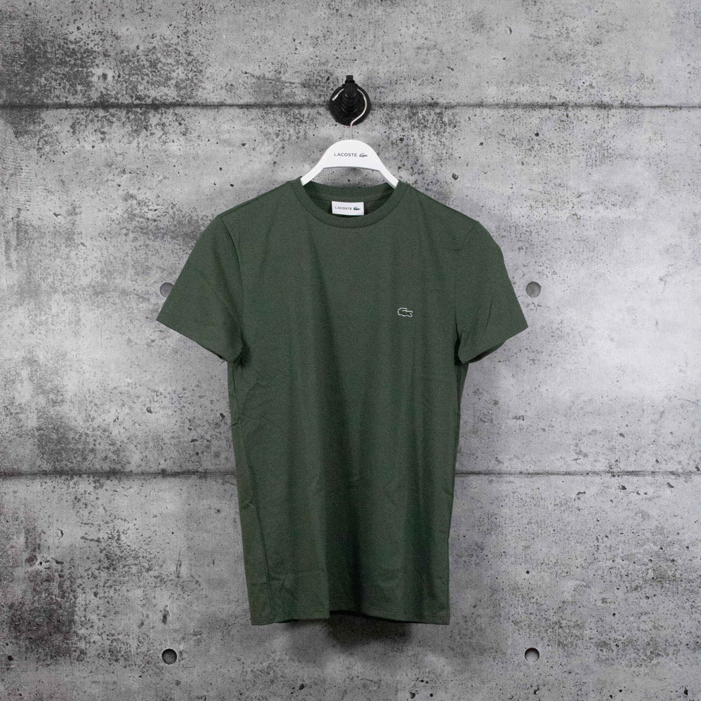 LACOSTE : Men's Crew Neck Pima Cotton T-Shirt, Khaki Green